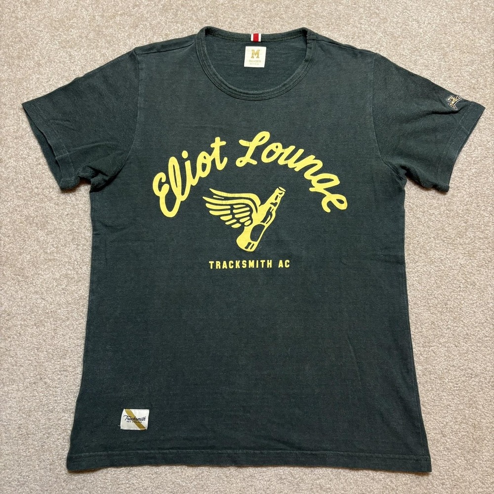 Tracksmith Shirt Mens Medium Eliot Lounge Green Running Beer Graphic Tee USA